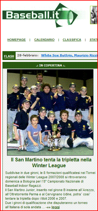 La copertina di baseball.it del 6 marzo 2008