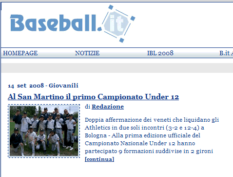 14 sett - homepage di baseball.it